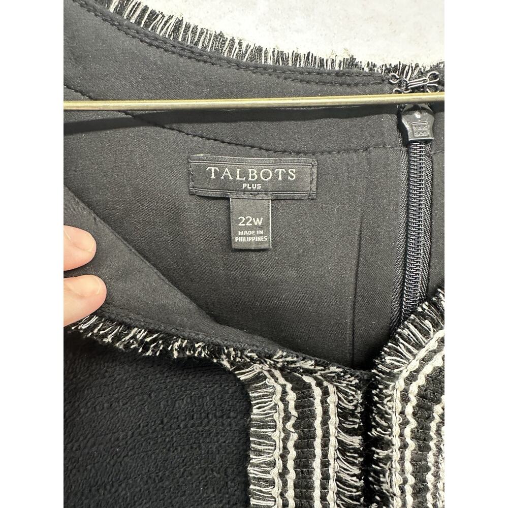 Talbots Black Sheath Sleeveless Dress Plus Size 22 W Black Label Fringe Cotton - Picture 2 of 9